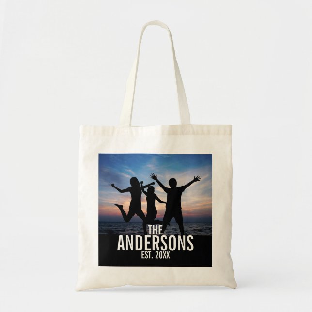 Personalised Family Photo with Family Name Tote Bag (Front)