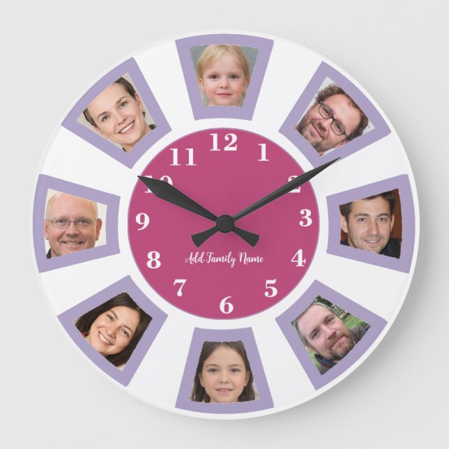 Personalised Family Photographs Clock (Front)