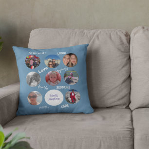 Personalised Family Photos Blue Cushion