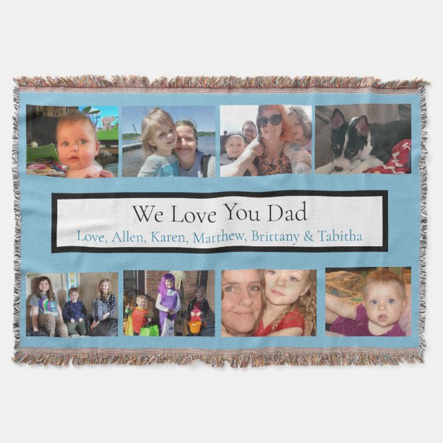 Personalised Family Photos | Gifts for Dad  Throw Blanket (Front)