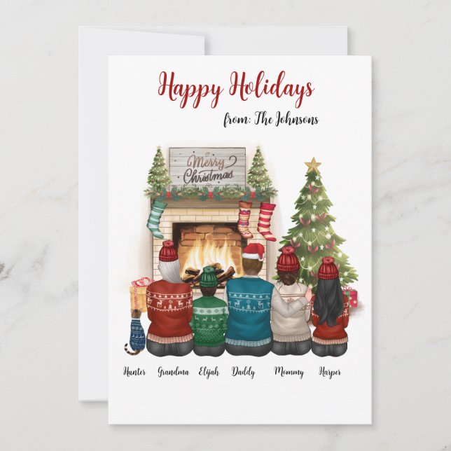 Personalised Family Portrait Christmas Card  (Front)