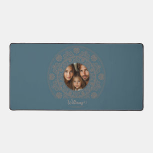 Personalised Family Portrait Gold Rococo Mandala Desk Mat