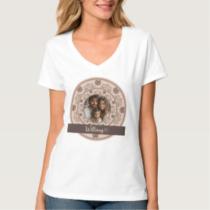 Personalised Family Portrait Warm Neutrals Mandala T-Shirt