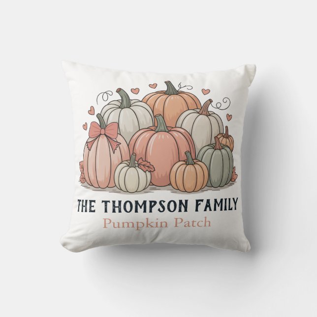 Personalised Family Pumpkin Patch Halloween Cushion (Front)