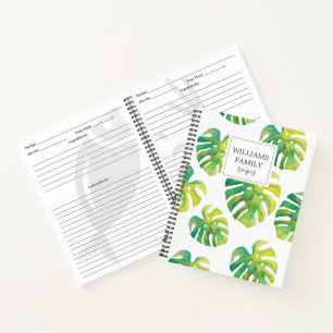 Personalised Family Recipe Book Tropical Monstera