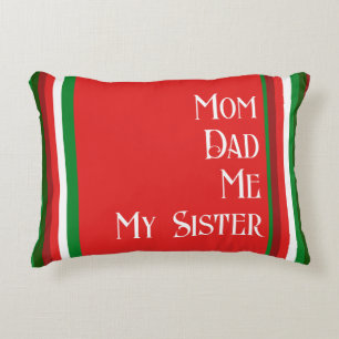 Personalised Family Red, Green, White Christmas Decorative Cushion