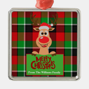 Personalised Family Reindeer Christmas Metal Tree Decoration