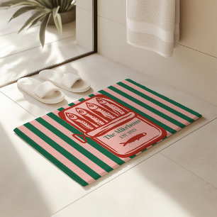 Personalised Family Retro Sardine Tin Stripes Bath Mat