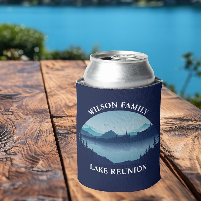 Personalised Family Reunion Blue Lake Vacation Can Cooler (Creator Uploaded)