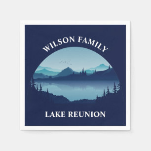 Personalised Family Reunion Blue Lake Vacation Napkin