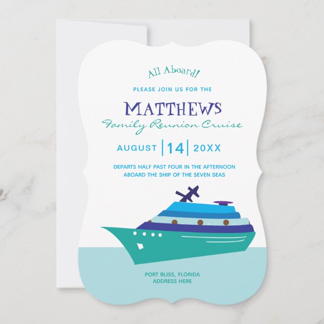 Personalised Family Reunion Cruise Invitation (Front)