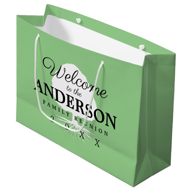 Personalised family reunion gathering tree symbol large gift bag (Front Angled)