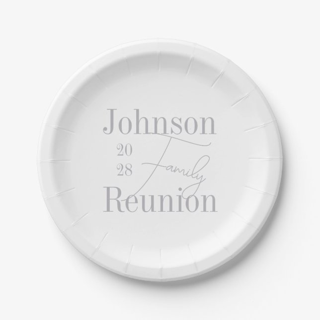 Personalised Family Reunion Modern Party Paper Plate (Front)