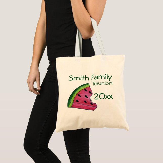 Personalised Family Reunion Pink Watermelon Slice Tote Bag (Front (Product))