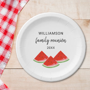 Personalised Family Reunion Red Watermelon Paper Plate