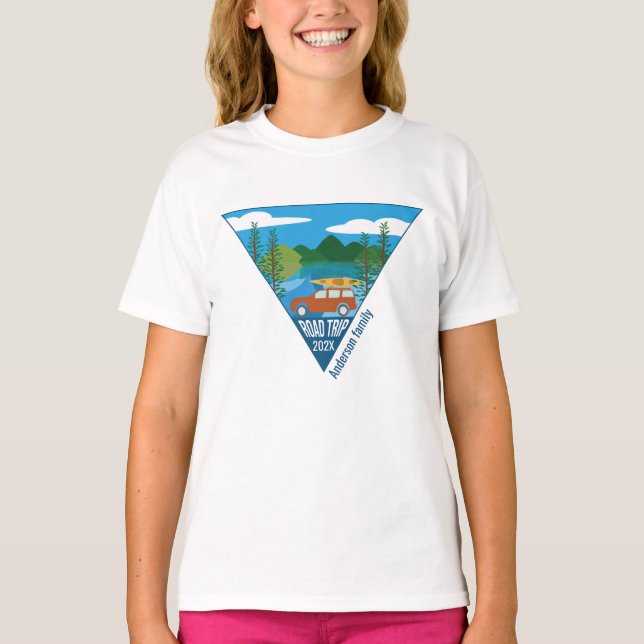 Personalised family Road trip into the mountain T-Shirt (Front)