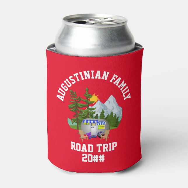Personalised Family Road Trip Van Life Can Cooler (Can Front)