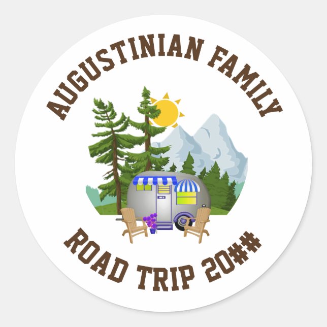 Personalised Family Road Trip Van Life Classic Round Sticker (Front)