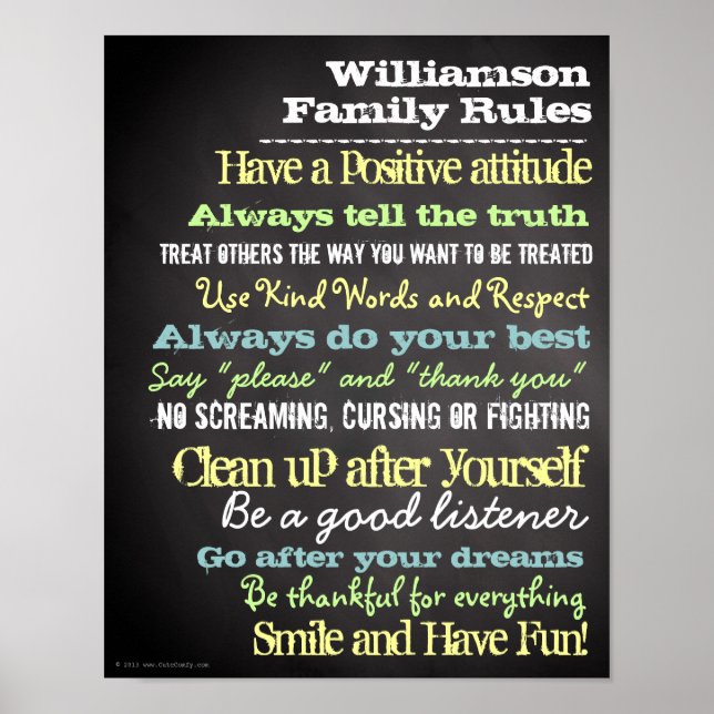 Personalised Family Rules House Sign (Front)