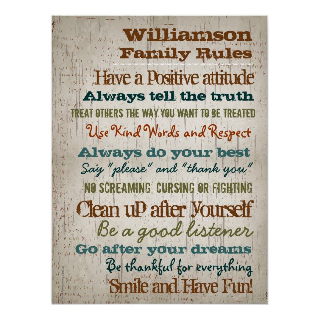 Personalised Family Rules House Sign (Front)