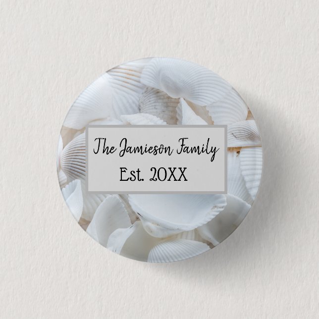 Personalised Family Sea Shell    3 Cm Round Badge (Front)