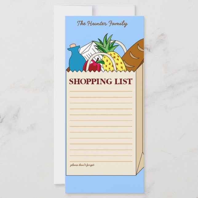 Personalised Family Shopping List (Front)