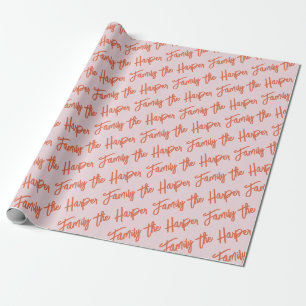Personalised Family Signature Modern Script Pink Wrapping Paper
