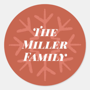 Personalised Family Signature Snowflake Red Classic Round Sticker