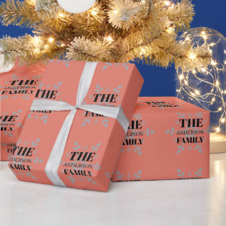 Personalised Family Signature Snowflake Red  Wrapping Paper