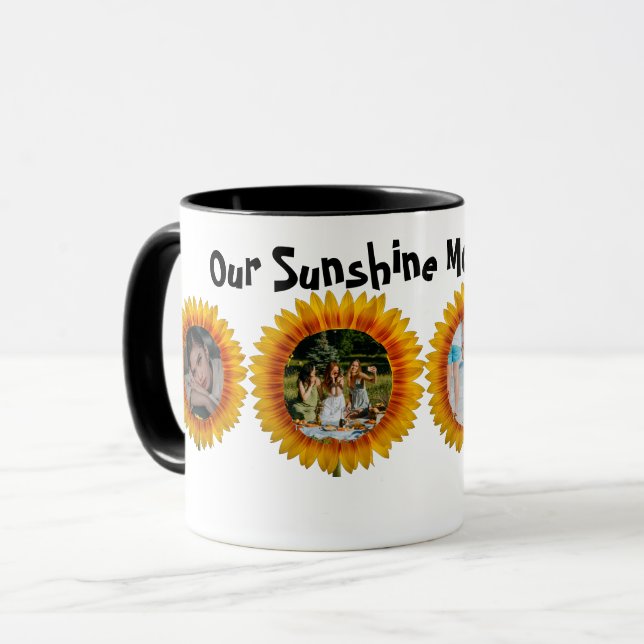 Personalised family Sunflower Photo/text Mug  (Front Left)