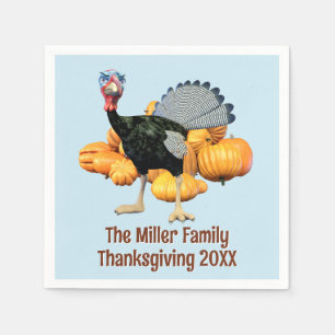 Personalised Family Thanksgiving Funny Turkey Napkin