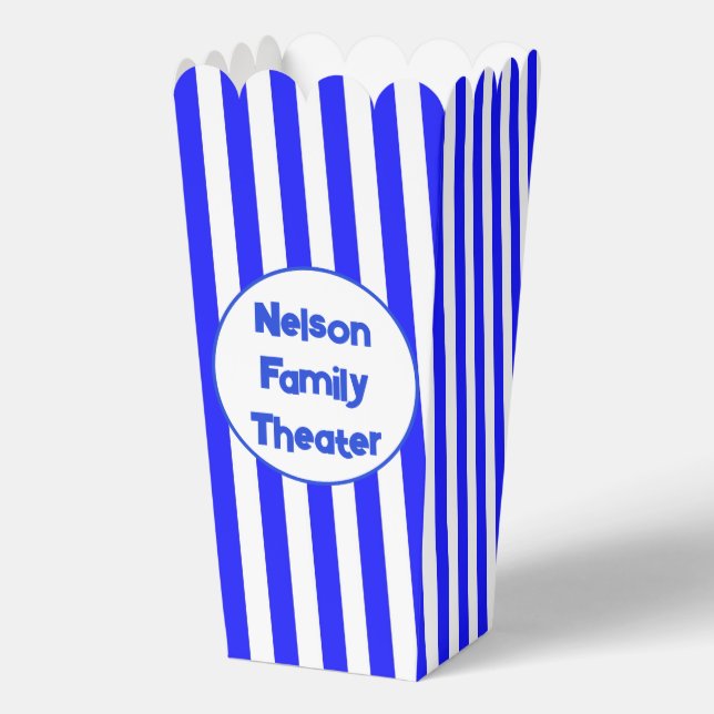 Personalised family theatre popcorn favour box (Front)