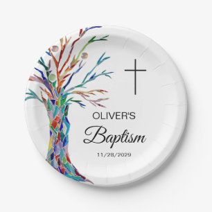 Personalised Family Tree Baptism Christening  Paper Plate