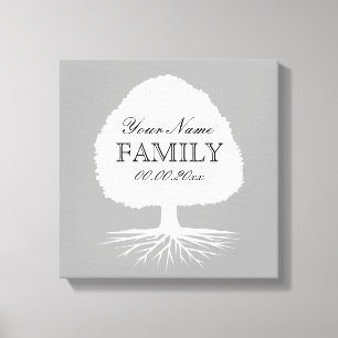 Personalised family tree canvas art illustration