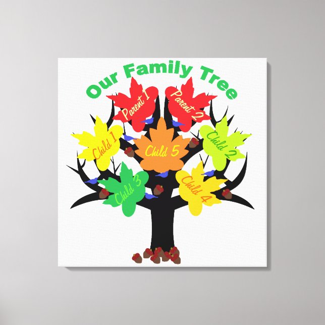 Personalised Family Tree (Family of 7) Canvas (Front)