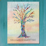 Personalised Family Tree  Jigsaw Puzzle<br><div class="desc">This modern jigsaw puzzle is decorated with a colourful Family Tree design on a watercolor background.
Easily customisable it with your family name.
Because we create our artwork you won't find this exact image from other designers.
Original Mosaic and Watercolor © Michele Davies.</div>