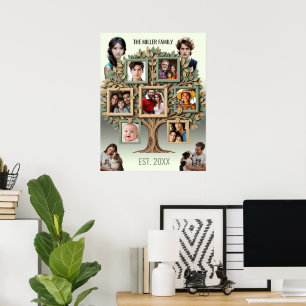 Personalised Family Tree Photo Wall Scroll Poster