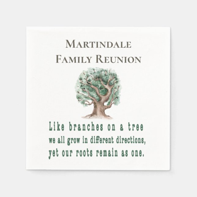 Personalised Family Tree Reunion Napkin (Front)