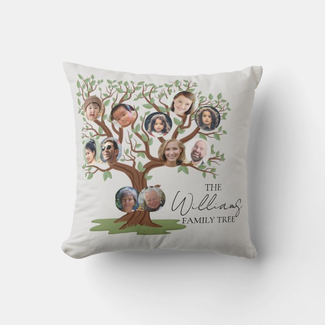 Personalised Family Tree Throw Pillow. Cushion (Front)