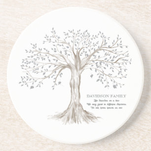 Personalised Family Tree With Quote White Coaster