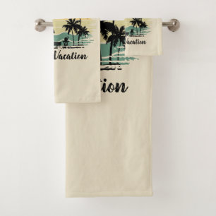 Personalised family vacation bath towel set
