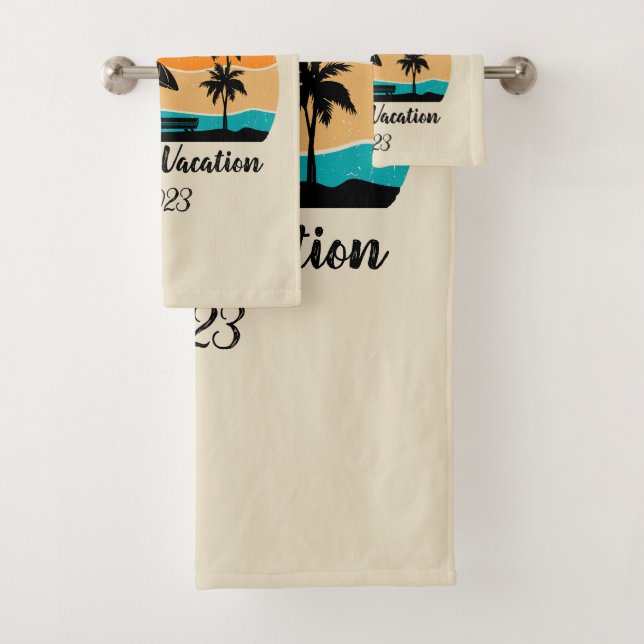 Personalised family vacation bath towel set (Insitu)