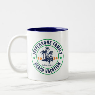 Personalised Family Vacation Beach Holiday Trip Two-Tone Coffee Mug
