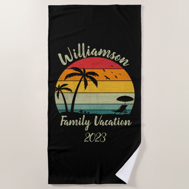 Personalised family vacation beach towel (Front)