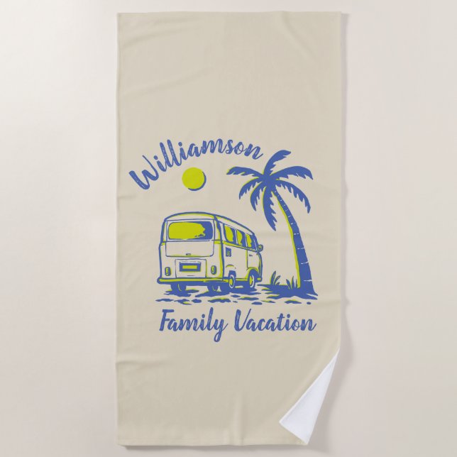 Personalised family vacation beach towel (Front)