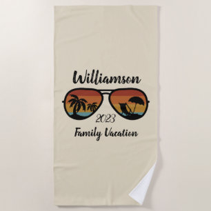 Personalised family vacation beach towel