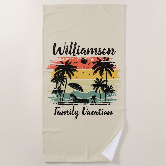 Personalised family vacation beach towel (Front)