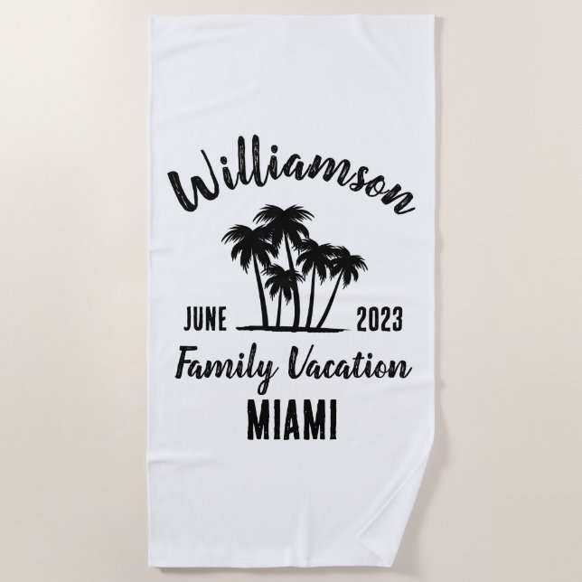 Personalised family vacation beach towel (Front)