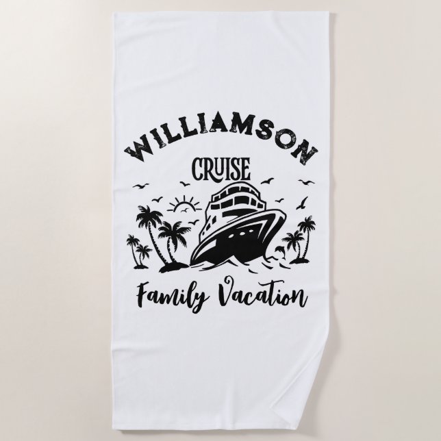 Personalised family vacation beach towel (Front)