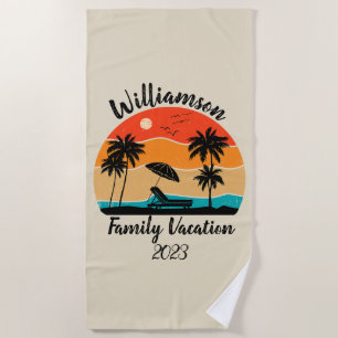 Personalised family vacation beach towel